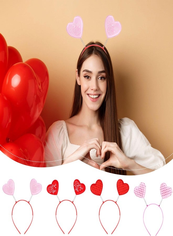 Restroma 16 Pcs Valentine Headbands Love Heart Antenna Hair Headpiece Red Heart Bopper for Women Girls Valentines Party Decor Photo Props - Image 4